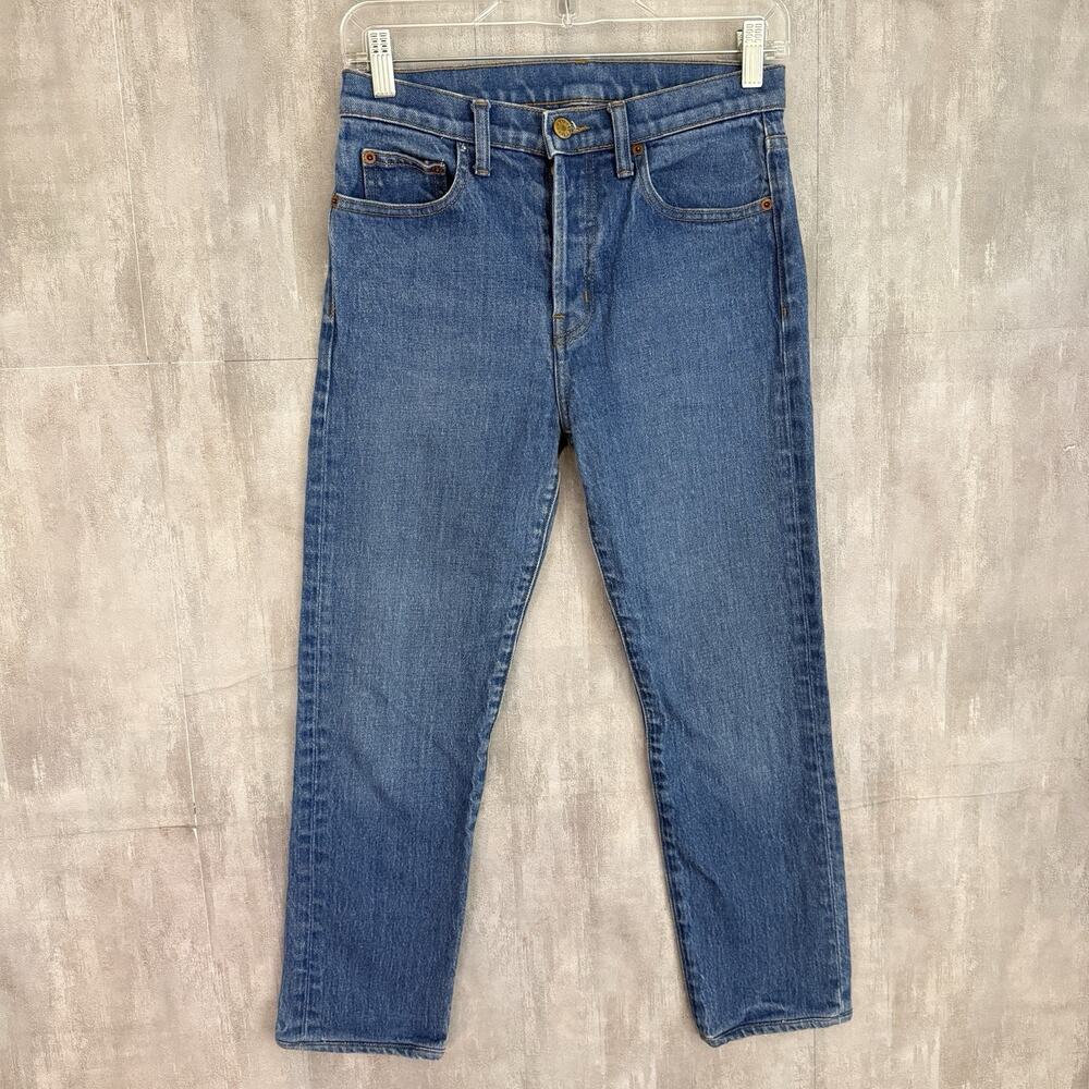 B SIDES Blue Jeans Women 24x23.5” Cropped Classic Straight Mid Rise Made in USA